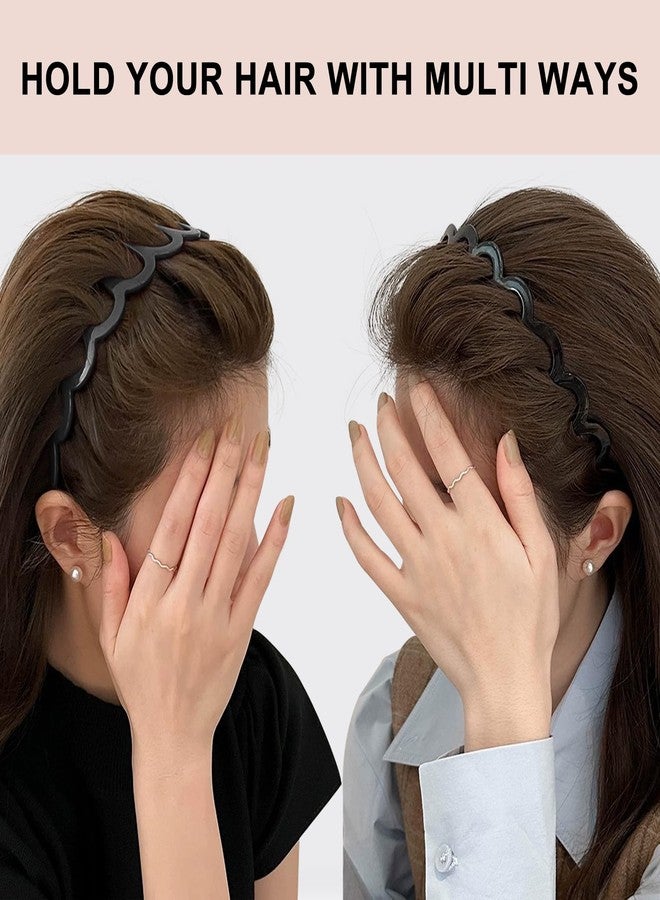 AIBFRID Black Plastic Headbands for Women Men Girls, Comb Head Bands with Teeth Zigzag Fashion Hair Styling Accessories Wavy Shark Tooth Headband Non Slip Trendy Hair Bands for Women’s Hair, 6 Packs - Image 5
